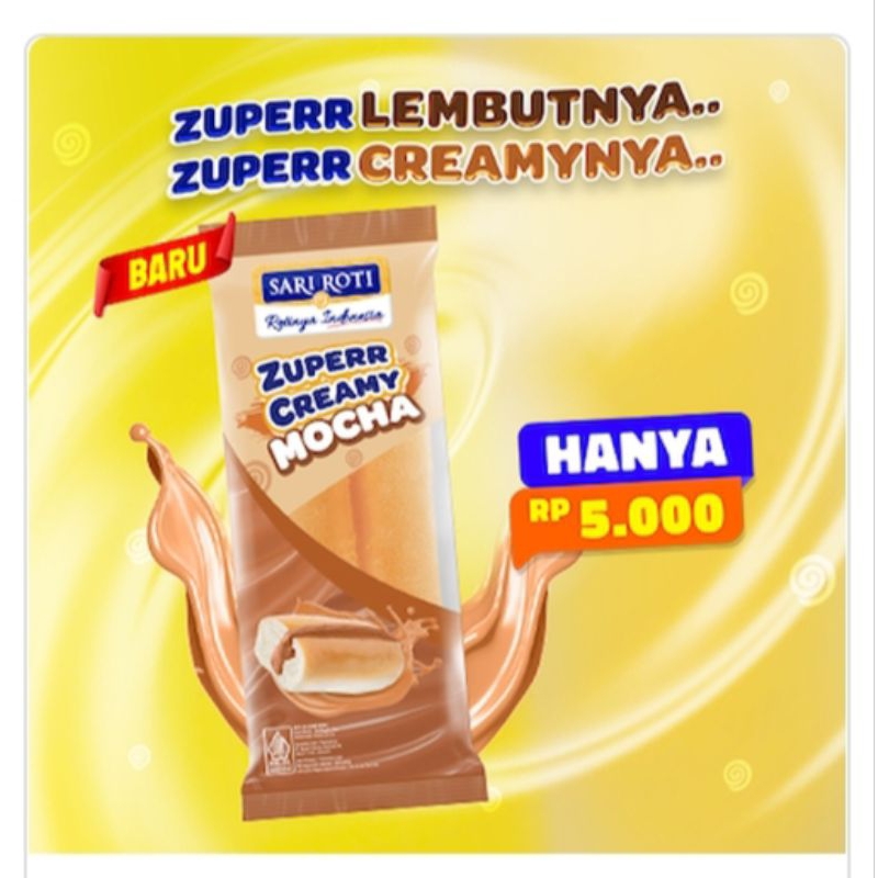 

Sari Roti (Zuper cream coklat,mocha,keju)