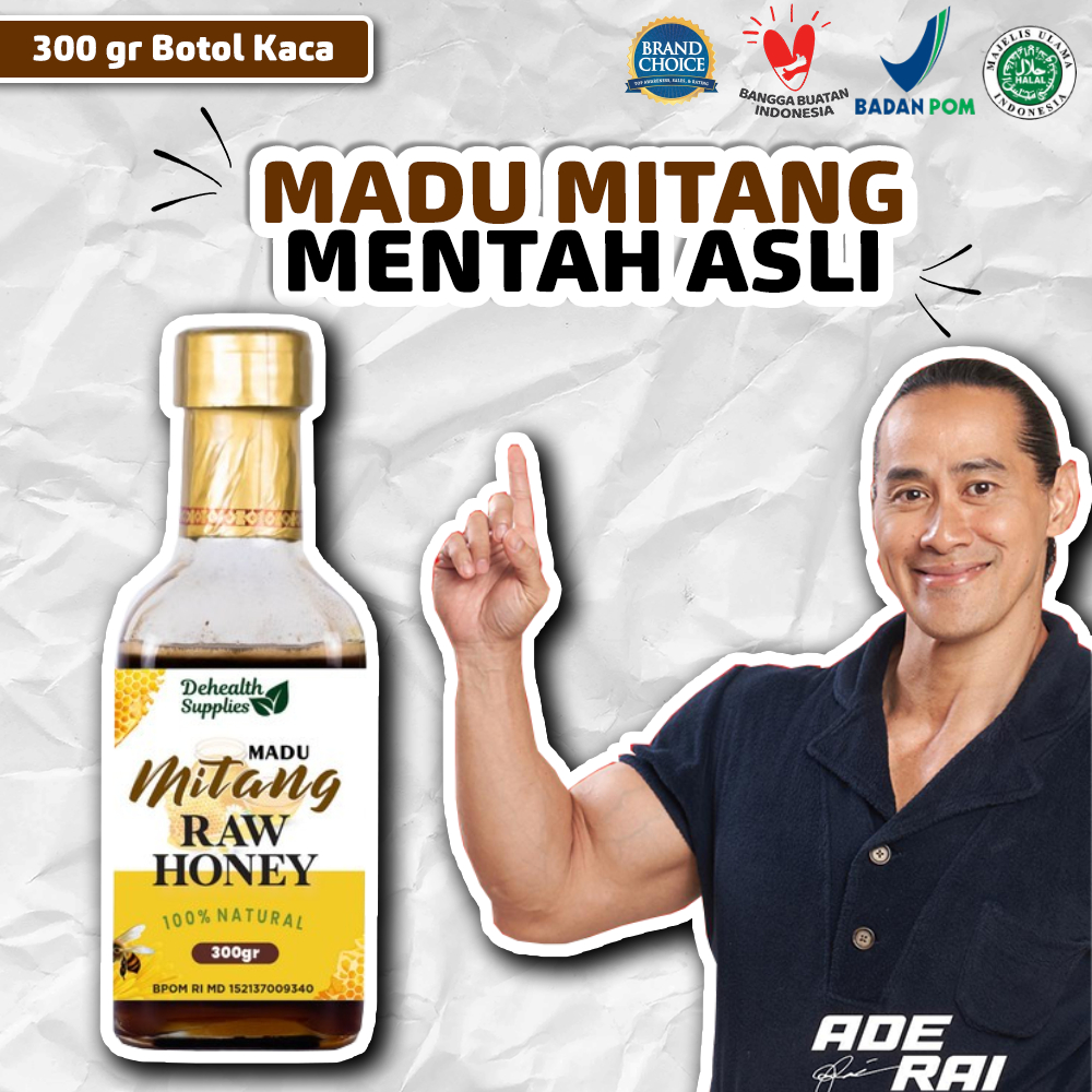 Madu Mitang Dehealth Supplies Raw Honey 300 Gr Ml Botol Kaca Asli Murni Nektar Pure
