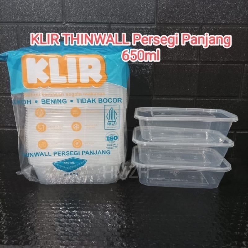 Thinwall Klir Persegi panjang 200ML ,300ML ,650ML + Tutup / Wadah Plastik Box Dessert Container