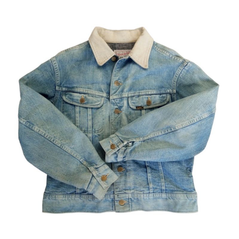 COLLECTOR ITEM Denim Jacket Lee Storm Rider Vintage Heavyweight Made in USA Faded Retro Blanked Line