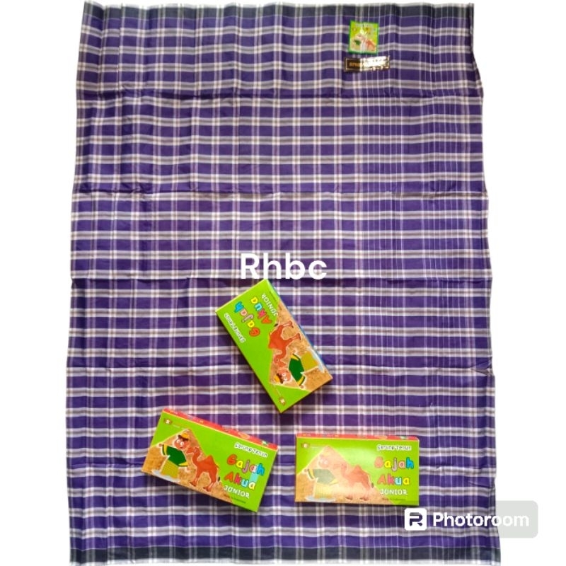 Sarung Anak | Sarung Tenun GAJAH AQUA JUNIOR Spesial Finis Umur TK dan SD Dus Motif Atlas Kotak