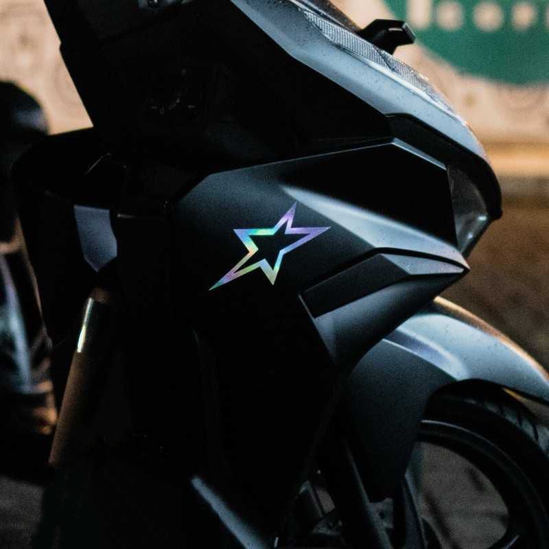 Sticker Motor Logo Bintang Star Hologram Keren - Sticker Motor Cutting