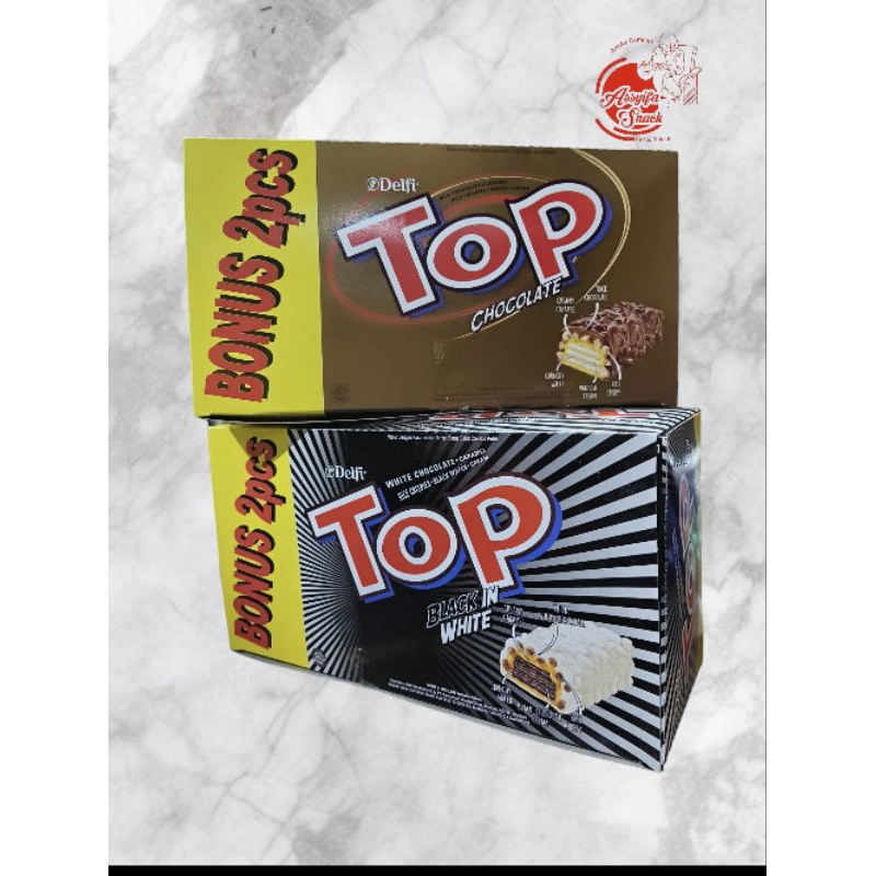 

top delfi - 1 box isi 24 pcs free 2 pcs tersedia varian chocolate/black & white