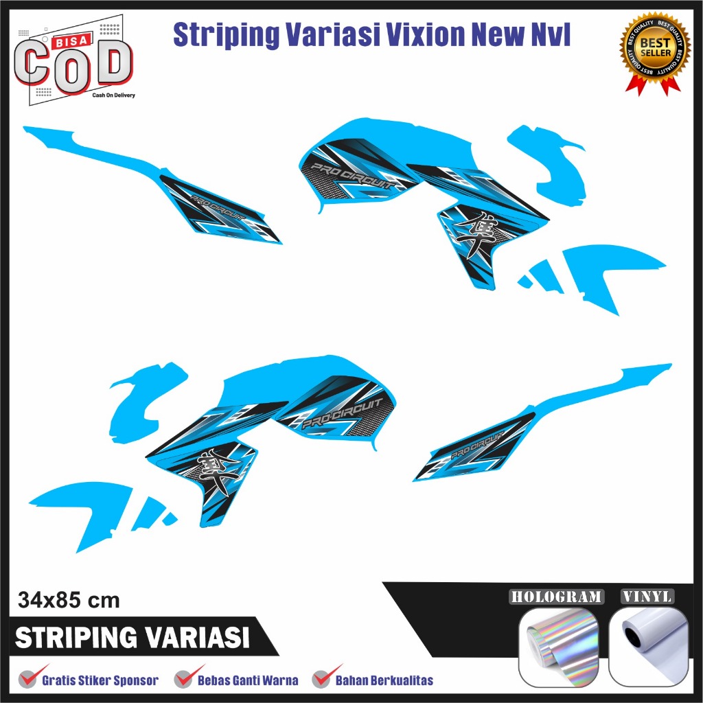 Stiker Striping Variasi Yamaha Vixion NEW  Striping List Variasi ViXION NEW Vinyl Hologram