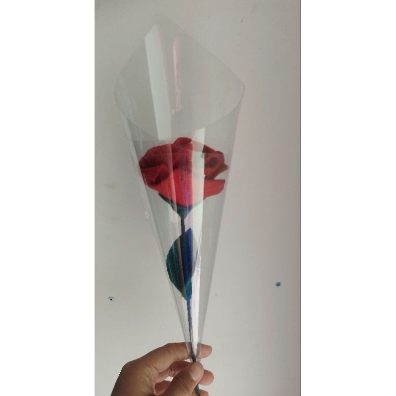 buket bunga mawar flanel premium mika tebal