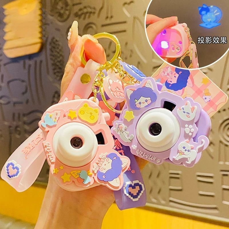 GANCI GANTUNGAN KUNCI TAS BENTUK KAMERA KARAKTER KARTUN UNIK DENGAN LCD PROYEKTOR MAINAN ANAK LUCU