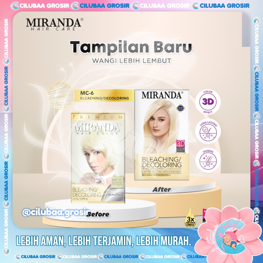 MIRANDA Hair Color MC6 Bleaching 30ml || Cat Rambut Permanen || Pewarna Rambut
