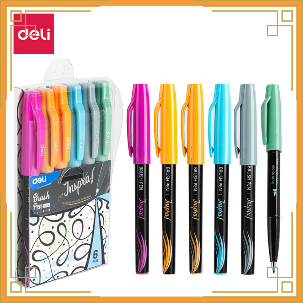 

DELI Brush pen 6 warna U304 satu set