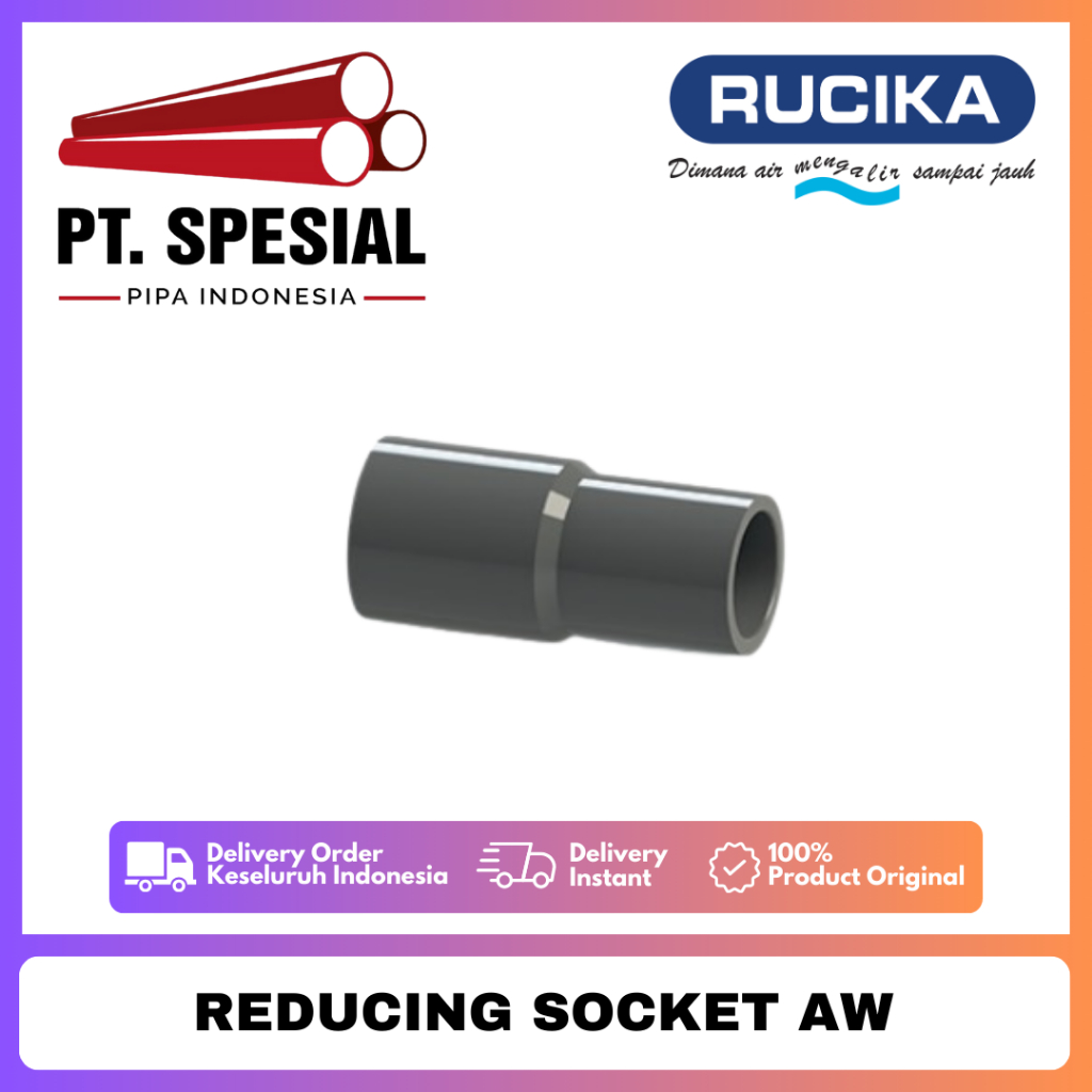 Vlok Sock AW 3 x 1 Inch PVC Rucika / Reduced Sock PVC Rucika / Reducer Sok AW PVC - 09