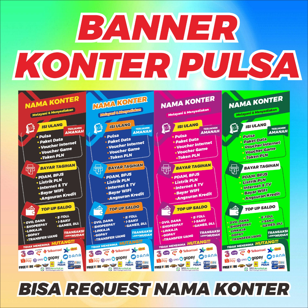 BANNER KONTER PULSA + RANGKA /X-BANNER KONTER PULSA DESAIN TERBARUU