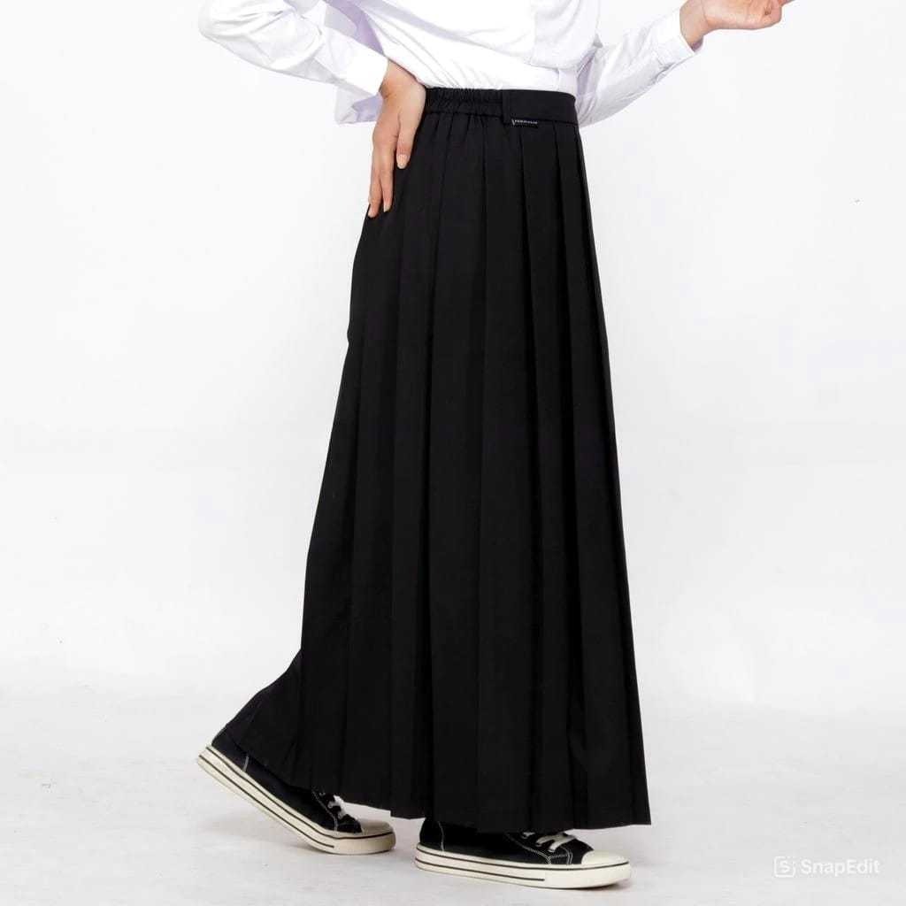 Promo  Cod Terkini Seragam Sekolah Anak Sd Perempuan Rok Rempel Hitam Polos Panjang