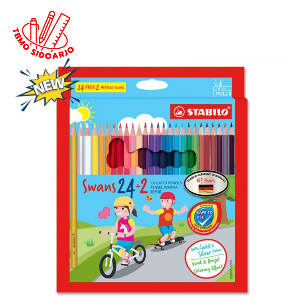 TBMO Stabilo Swans Pensil Warna 24c+2c Panjang 24 Warna