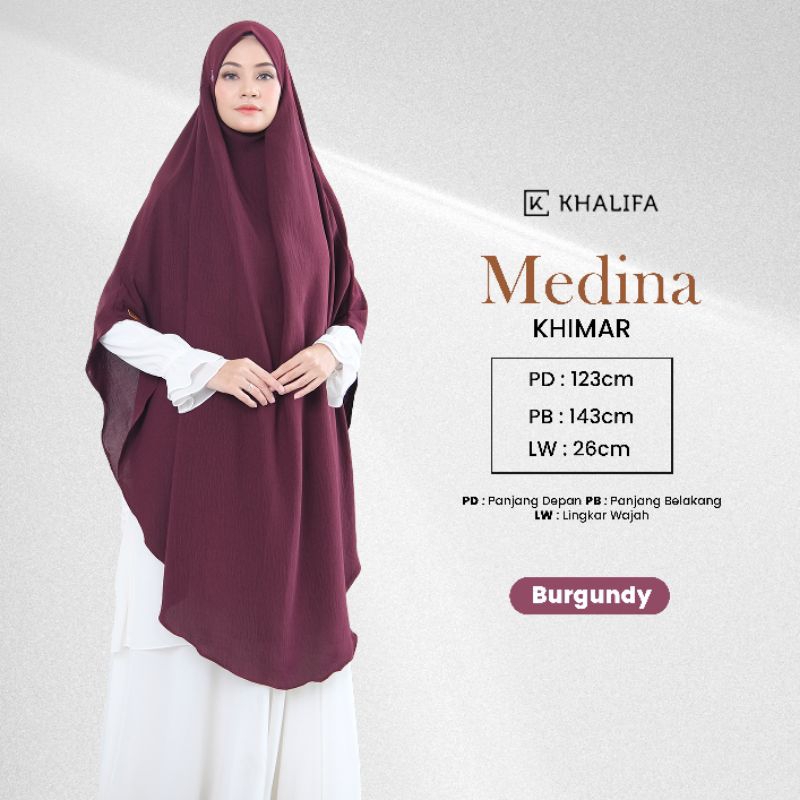 Khimar Medina Crinkle Premium Non Pad Warna Burgundy By Khalifa