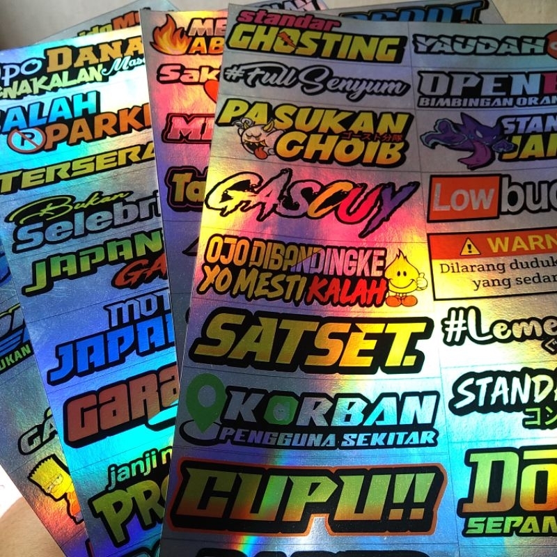 

Stiker hologram kata kata viral / stiker vinyl hologram/ stiker kata kata