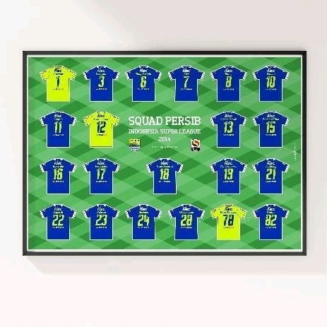 Poster Persib Lineup Final & Full Squad 2014 A3 Frame Blok