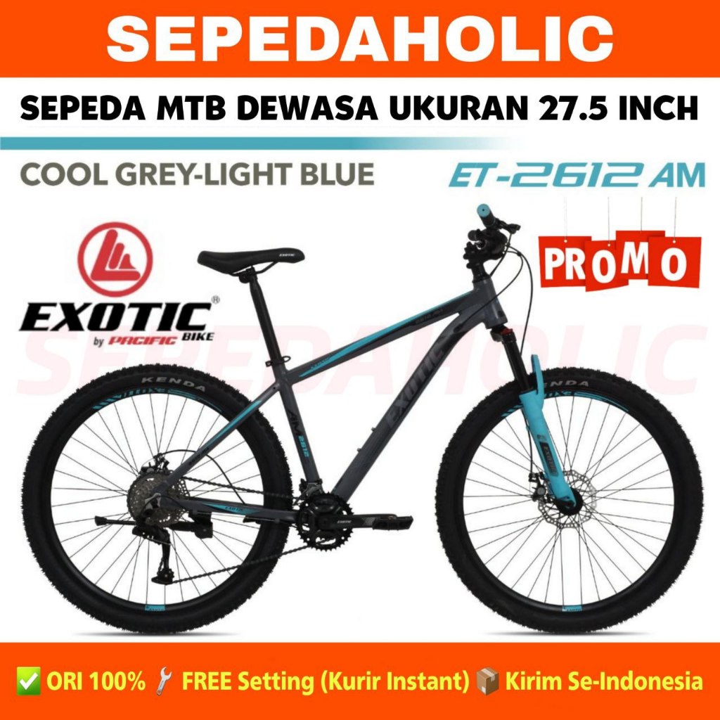 [SALE] Sepeda Gunung MTB EXOTIC ET 2612 AM AF BY PACIFIC Ukuran 26 27.5 Inch Alloy Rem Cakram