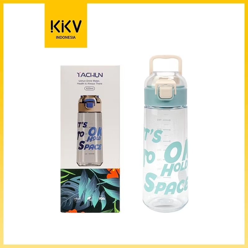 KKV - Yachun Fashion Water Bottle / Botol Minum Plastik Warna Green  620ml