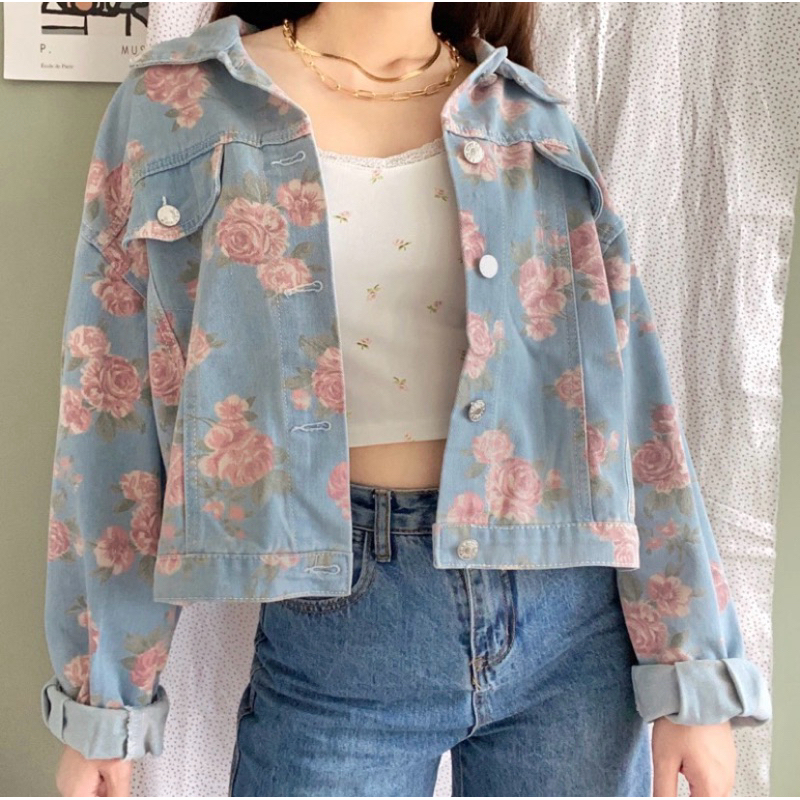Mia Floral Oversized Denim Jacket by Keely.daily