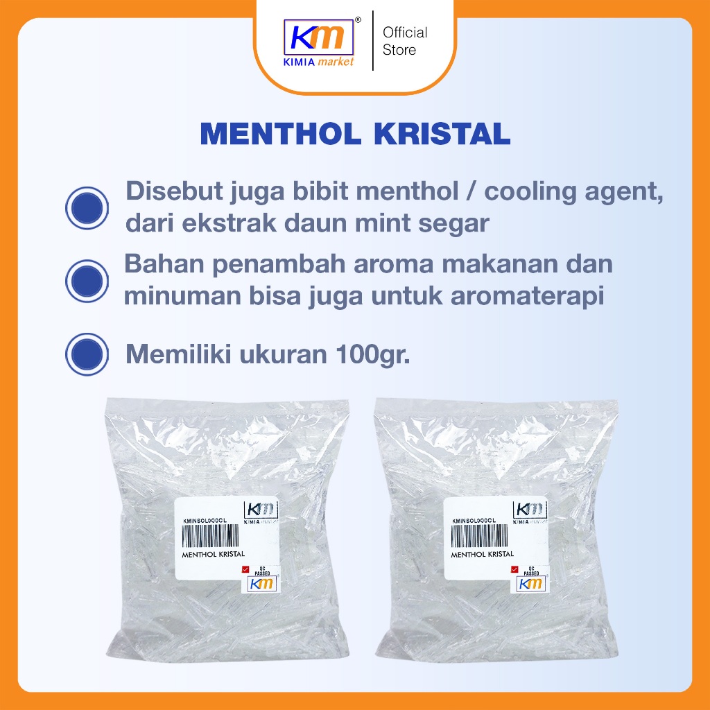 

Nafariz724 Menthol Kristal 100Gr / Bibit Menthol / Cooling Agent Ukuran 100Gr / Mentol Kristal