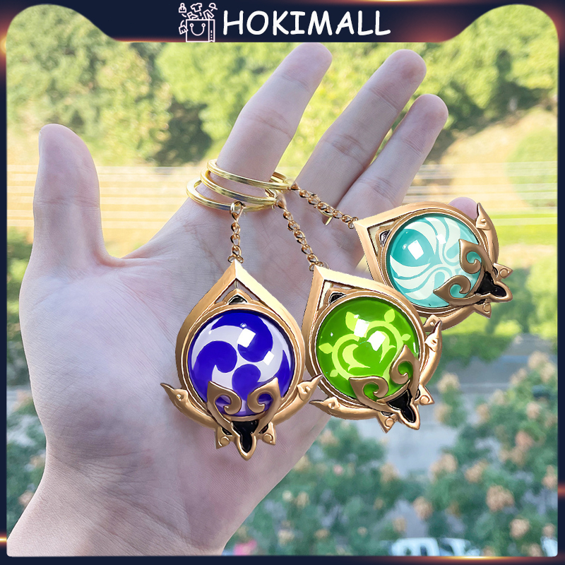 Vision Genshin Impact Keychain Gantungan Kunci Dendro Anemo Electro Hoyoverse Mihoyo Import