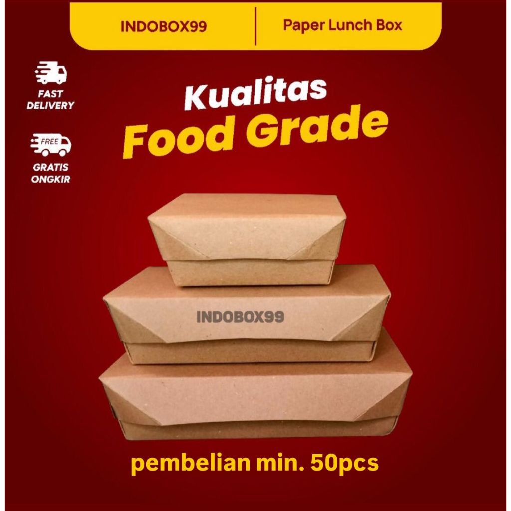 

Paper Lunch Box Dus Nasi Box Kekinian Isi 50 Pcs Tempat Makanan By Indobox 99