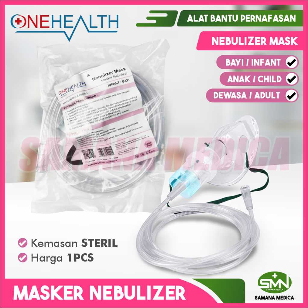 Masker Nebulizer Nebul ONEHEALTH Dewasa / Anak / Bayi - Masker Nebulasi Yang Dilengkapi Dengan Tempa