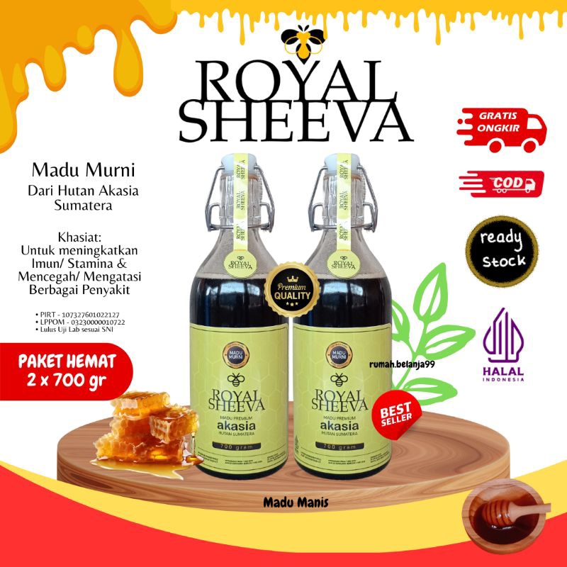 

bundle madu murni royal sheeva madu premium hutan akasia 1.400 gr halal mui lulus uji lab