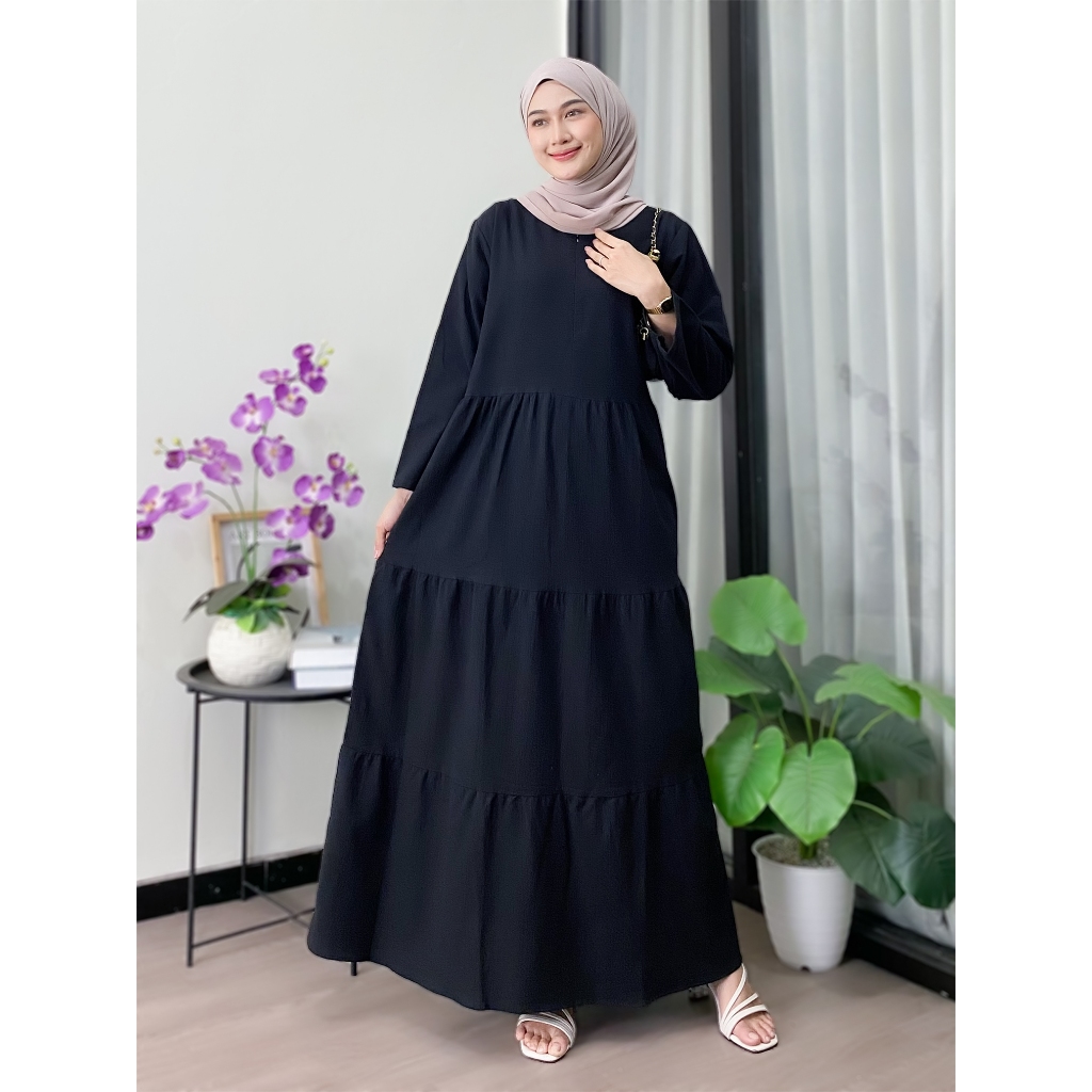 Gamis Susun Bahan Linen Crinkle Premium / Gamis Dress Linen Crincle