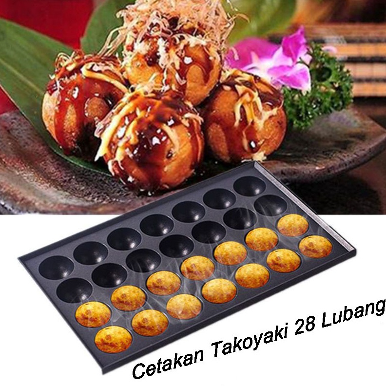 KODE N82L Cetakan Takoyaki Cetakan Takoyaki 28 Lubang NoStick Baking Tray Cetakan Takoyaki Anti Leng