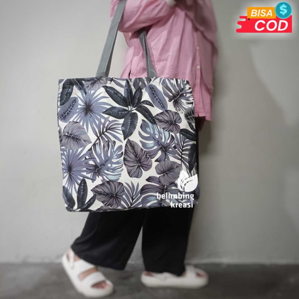KODE C26W Tas totebag wanita jumbo besar kanvas motif resleting serbaguna multifungsi Tote ibu ibu u