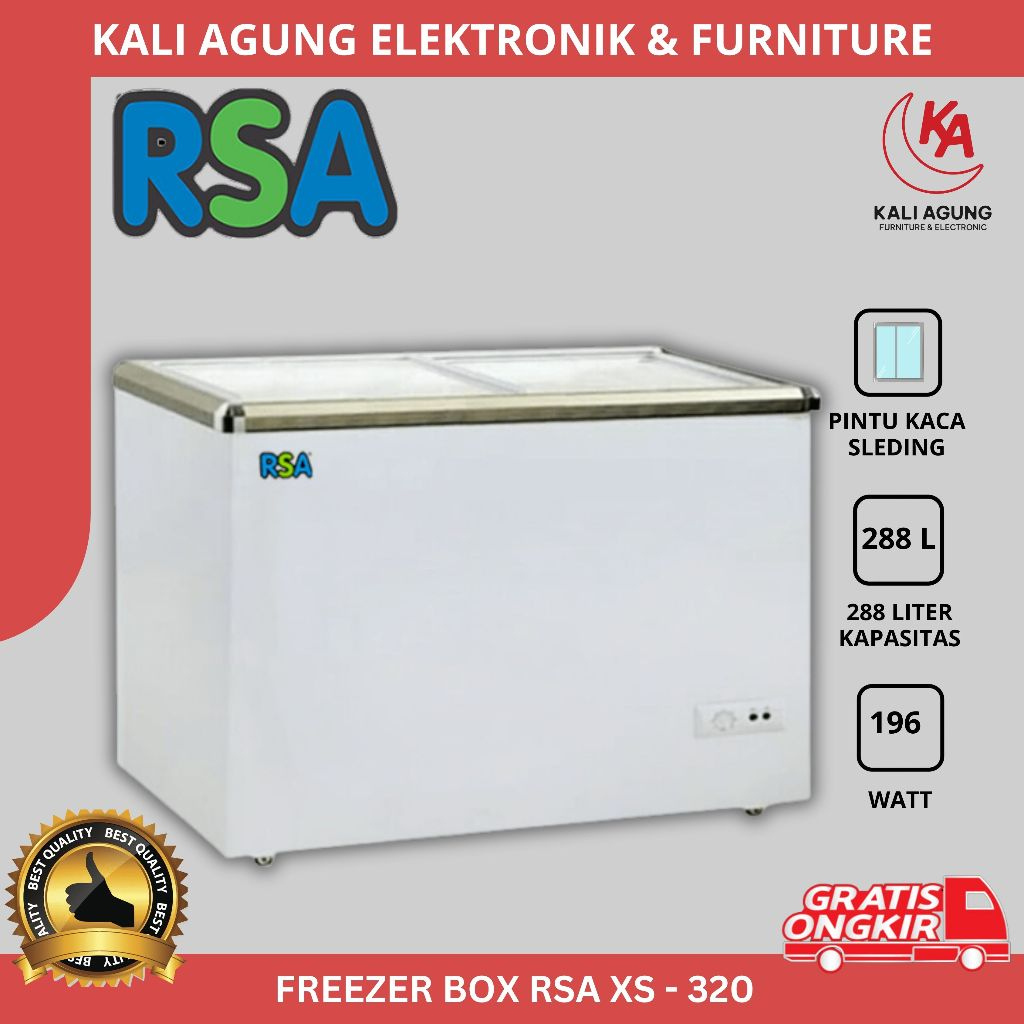 FREEZER BOX RSA XS 320 / 300 LITER / FREEZER SLIDING / FREE ONGKIR SERANG KOTA