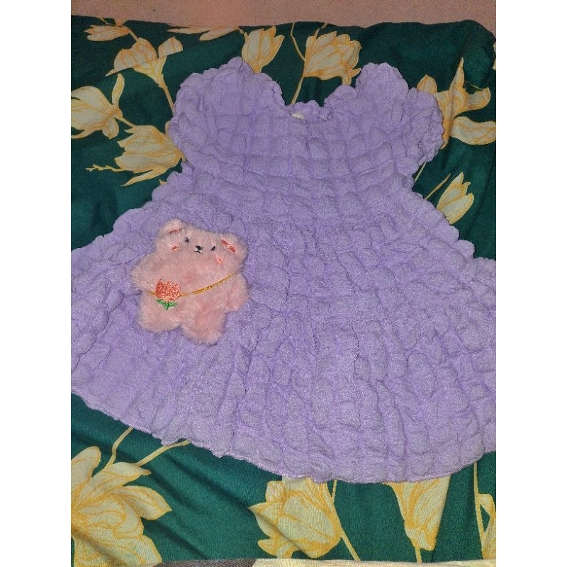 Dress Gaun Lebaran Anak Bayi Perempuan IMPORT warna Ungu Lilac