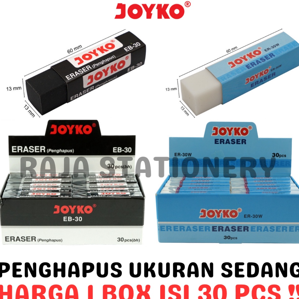 

JOYKO ERASER BLACK WHITE PENGHAPUS JOYKO PANJANG PUTIH HITAM ER3W EB3 3PCS b V8X3