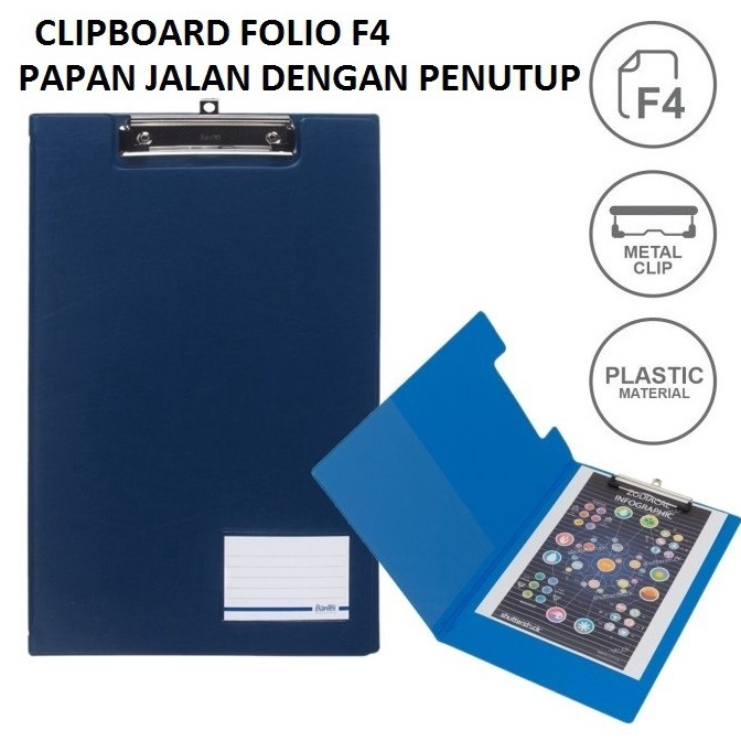 

Bantex Clipboard Papan Jalan Model Cover Penutup Folio F4 u P3G8