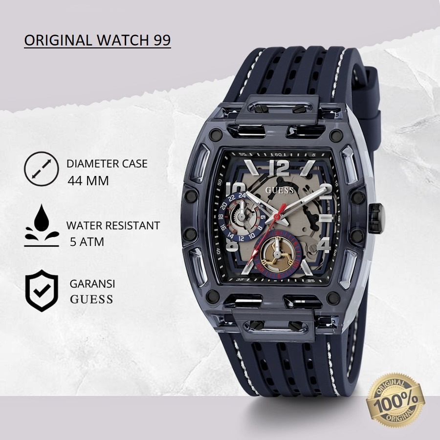 100% ORIGINAL Jam Tangan Pria Guess GW0499G1 Jam Tangan Original - Stainless Steel & Tali Rubber