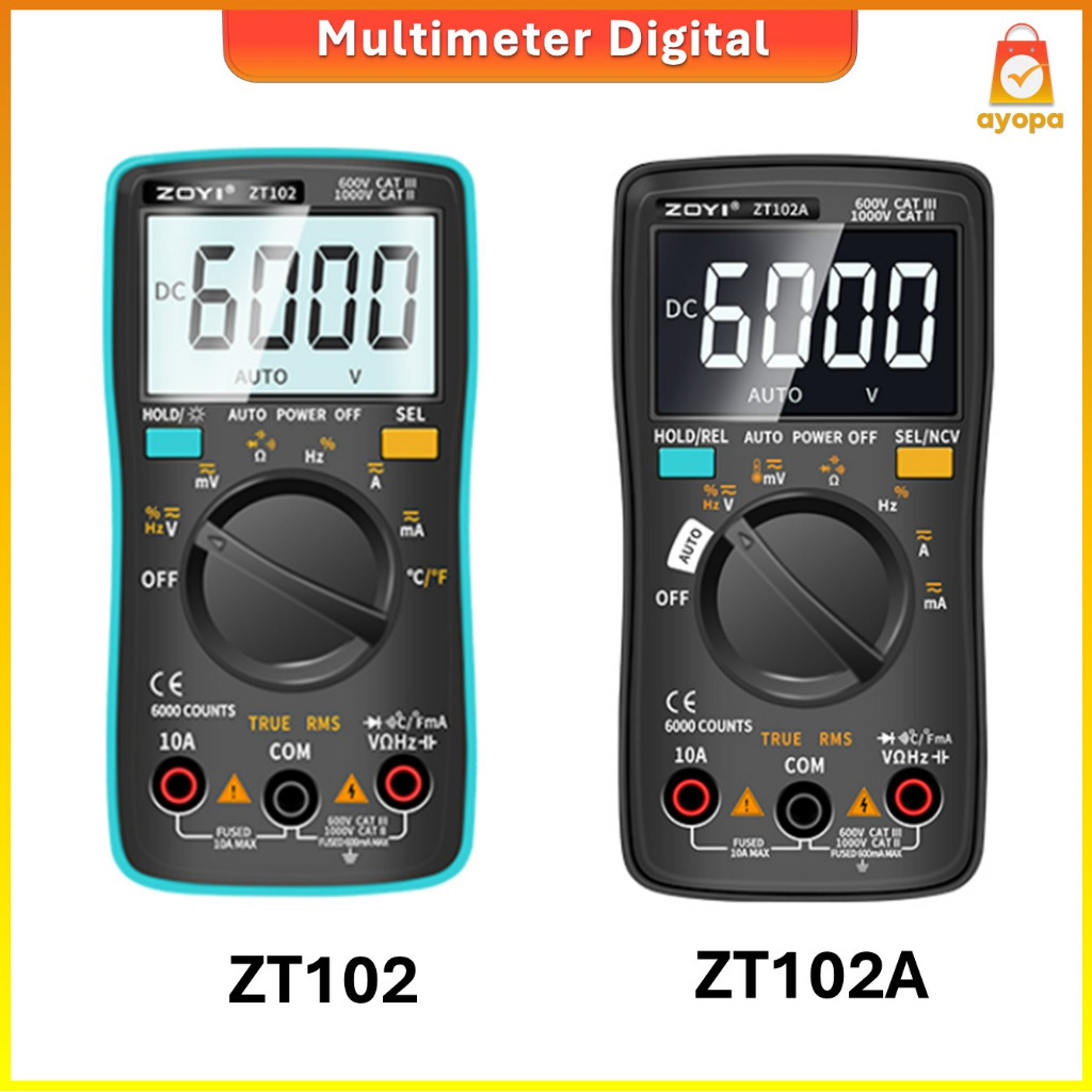 ZOYI ZT102A Zotek ZT102 Smart Digital 6000 Multimeter Voltage Tester Avometer Tools Bonus Baterai