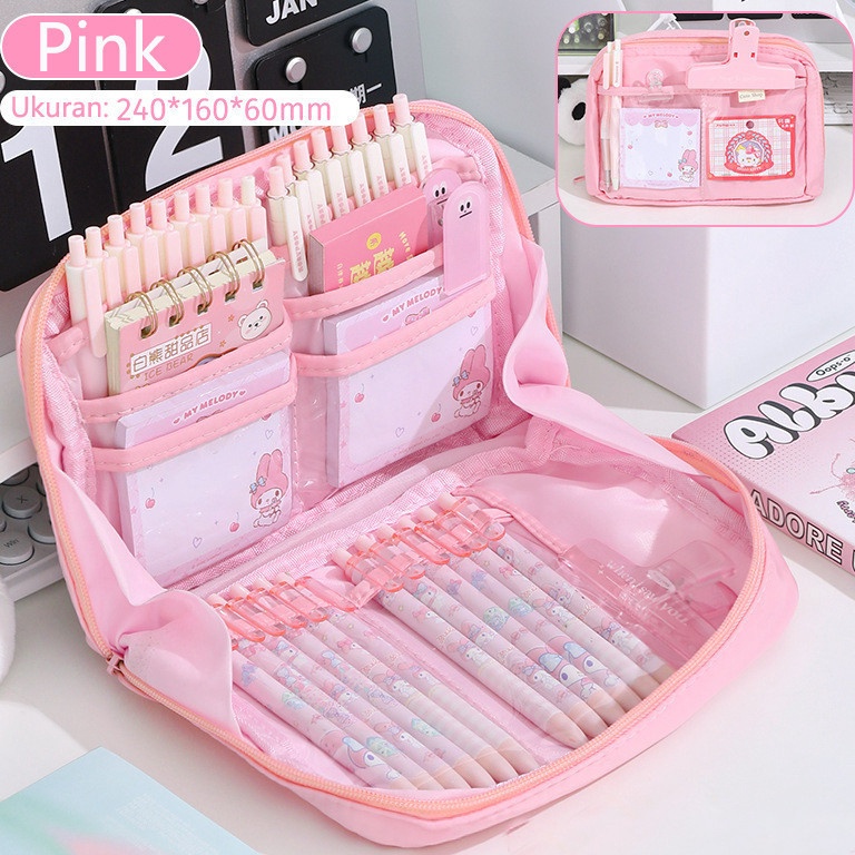 

Tempat pensil berkapasitas besar kotak alat tulis anak yang indah tas penyimpanan kosmetik anak perempuan r W3V8