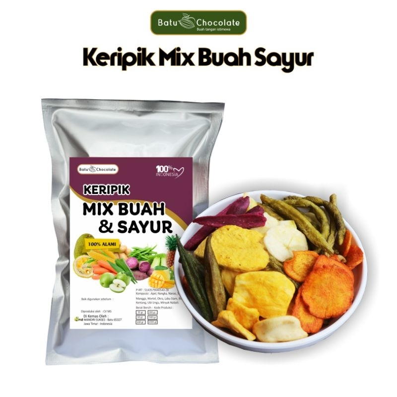 

Batu Chocolate - Keripik Buah Dan Sayur Mix - Isi 200 gram - Oleh Oleh Khas Malang Batu