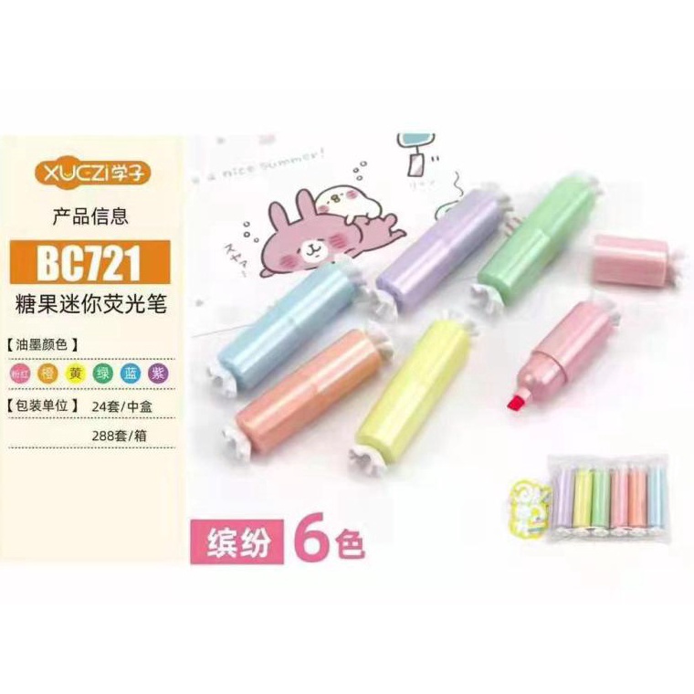 

D BC721 HIGHLIGHTER PASTEL BENTUK CANDY SET isi 6 t N6A9