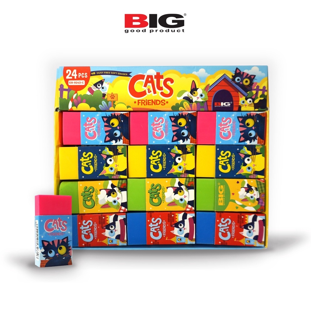 

24 Pcs BIG Penghapus Eraser Pensil Warna Warni Besar Dust Free Cat Series ER9243C f L4K5