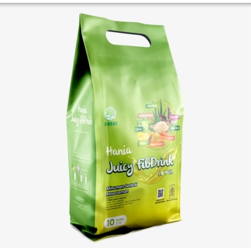 

Hania Juicy FibDrink Lemon Minuman Sehat HNI Serbuk Rasa Lemon Berkhasiat Isi 10 Sachet @ 9 Gram