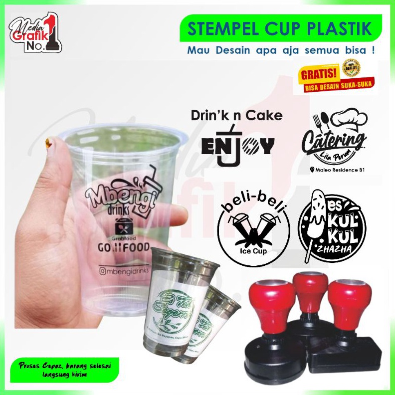

COD Stempel Cup Gelas Stenpel Cangkir Stampel Minuman Atau Makanan Media Plastik Free Desain Custom b F3K6