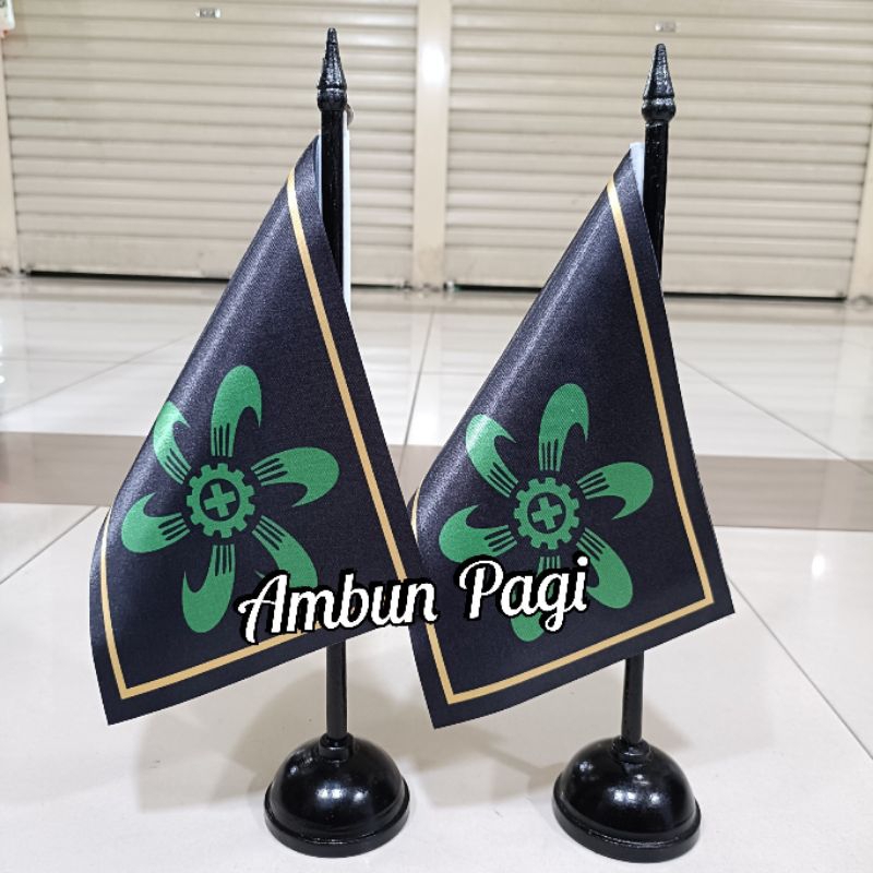 

best seller tiang kayu meja+bendera K3 terbaru dasar hitam
