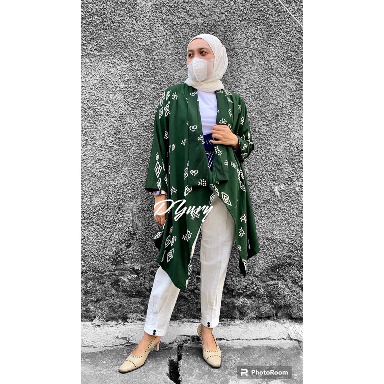 KODE U98P Atasan Outer Batik Jumputan Wanita Lengan Panjang Bahan Rayon Cap Handmade Solo