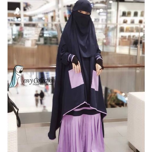 Terlaris gamis syari dan khimar set syari Hafsah set by resvycollection