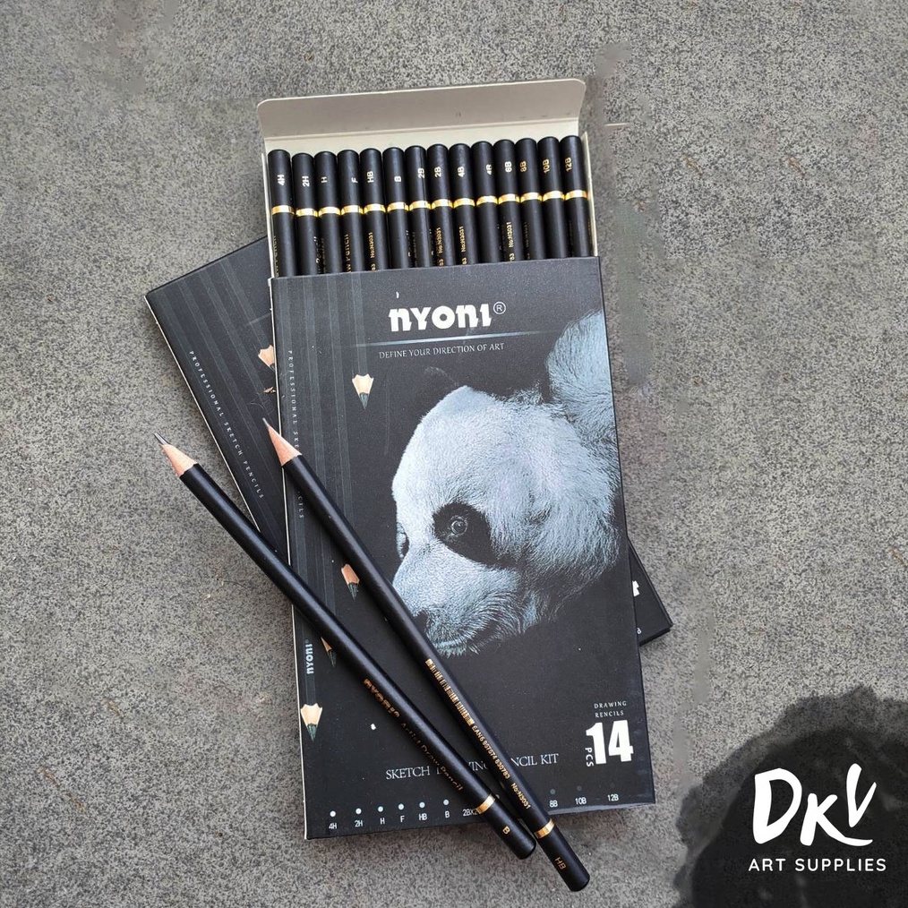 

KODE I15Z NYONI Graphite Sketch Pencil Set 14pcs Pensil Kayu Grafit 4H 12B