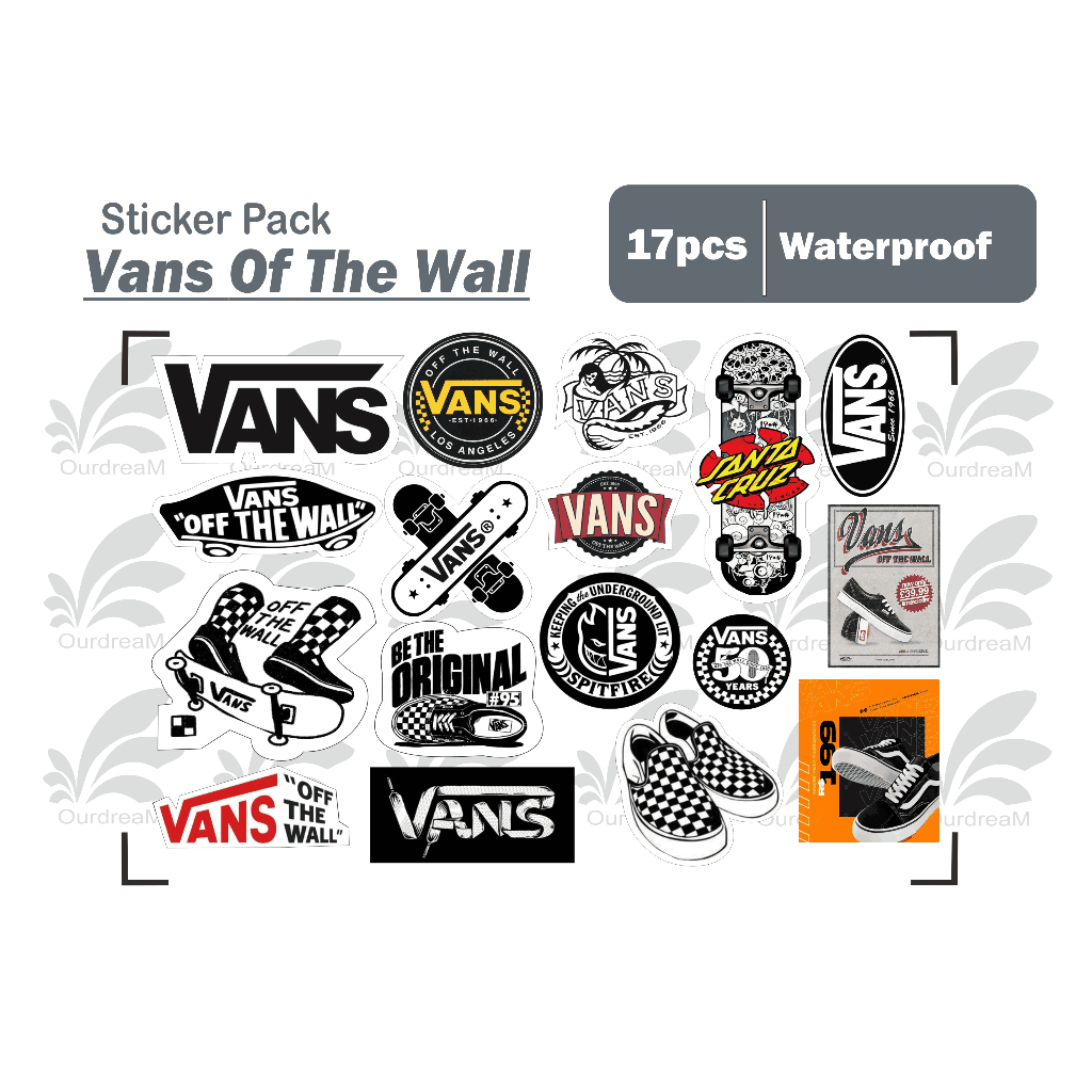 

stiker pack 17pcs helm tumbler vans off the wall waterproof medium size