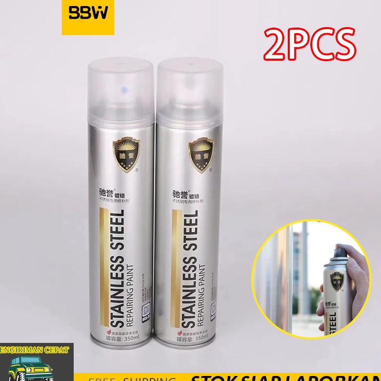 

KODE K1Y 2Pcs 35 ML Cat Semprot Chrome Sapporo Chrome Spray Paint Anti Karat Warna Stainless putih pernis doff metalik grey
