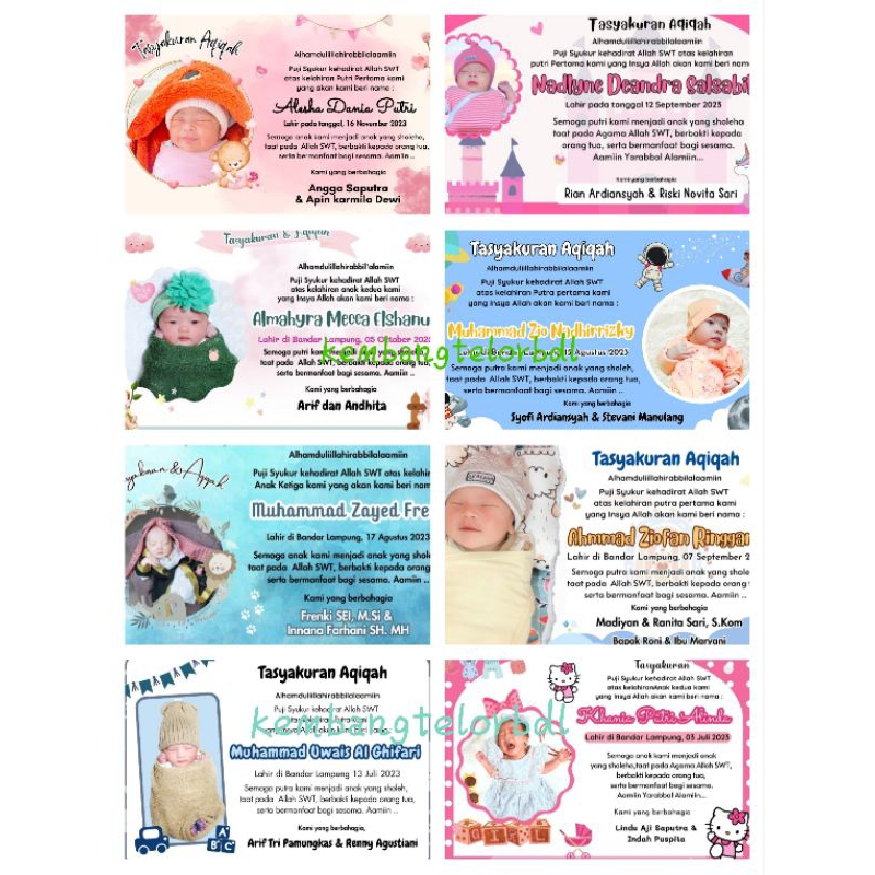 Kartu Nama Tasyakuran Aqiqah Custom 100pcs