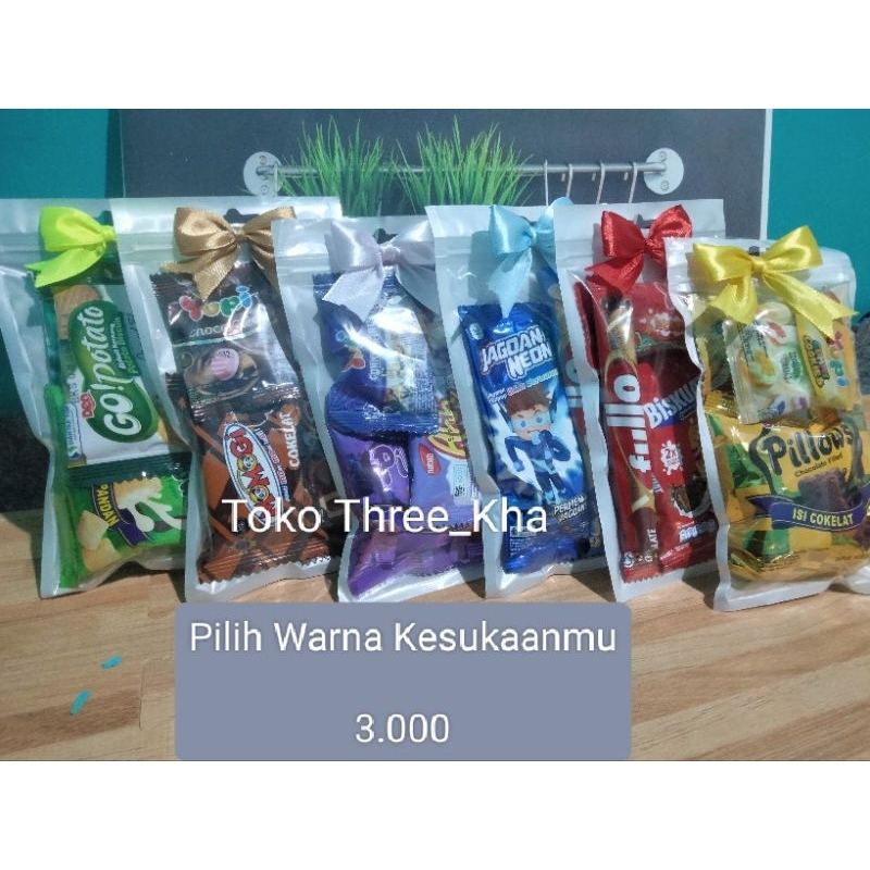

bingkisan hampers snack ulang tahun anak dan acara lain isi 3 pcs free pita dan ucapan praktis